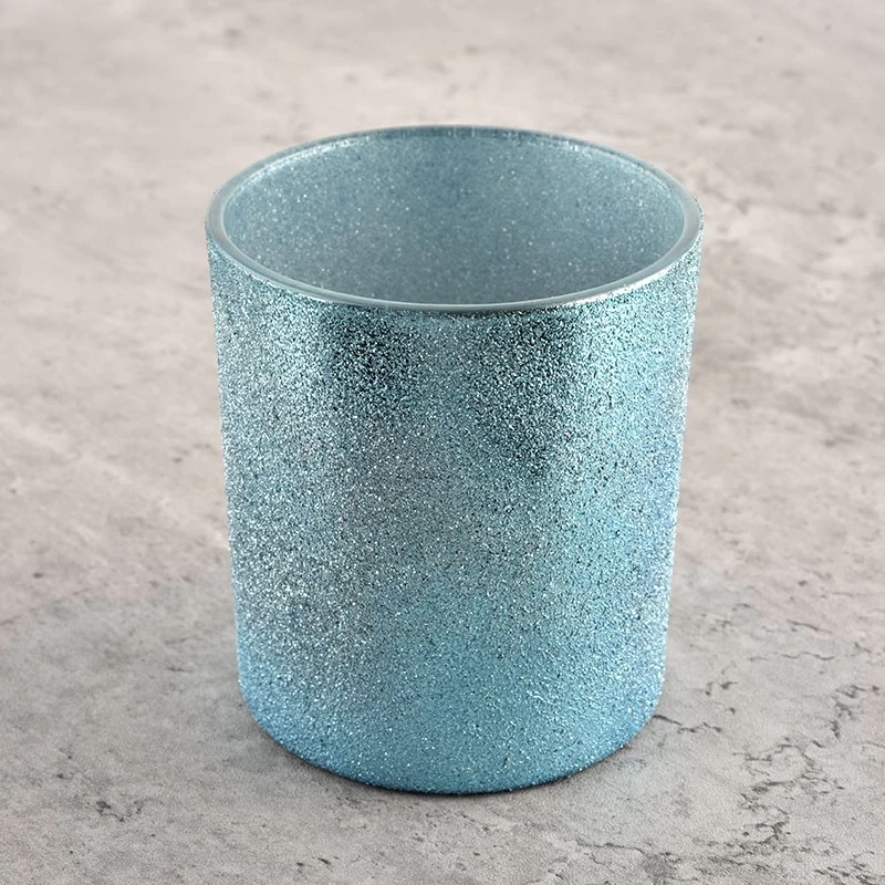 Wholesale cyan frosted glass wax decorative glass candle jar