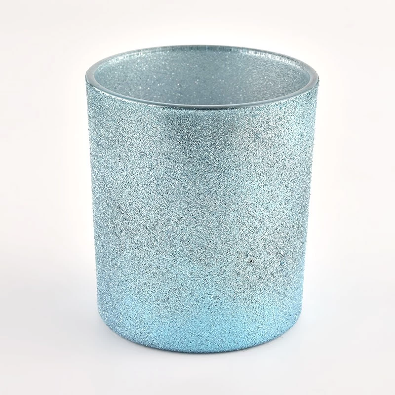 Unique Candle Containers Cyan Frosted Empty Luxury Glass Candle Jars  Glass Candle Vessels