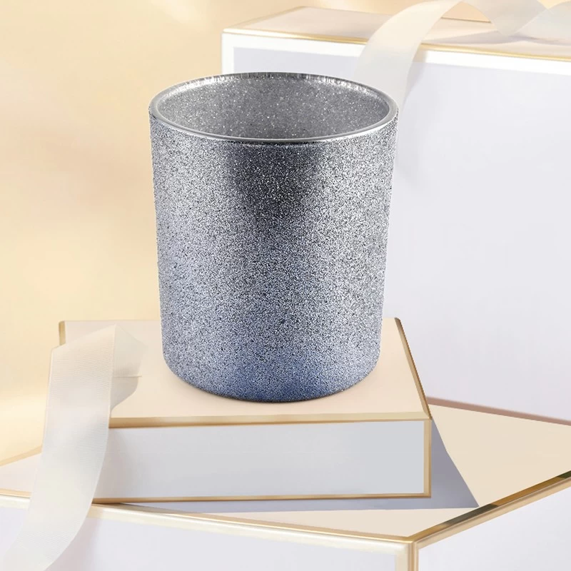 Wholesale smoky gray frosted glass wax decorative glass candle jar