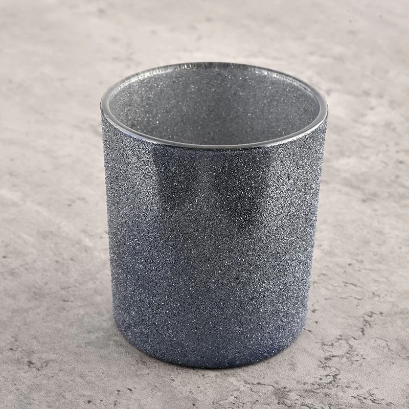 Wholesale custom smoky gray frosted glass candle jars in bulk candle vessels