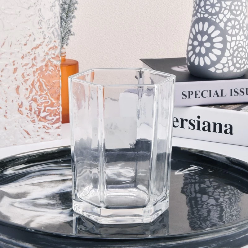 New 500ml hexagon glass clear candle holder supplier