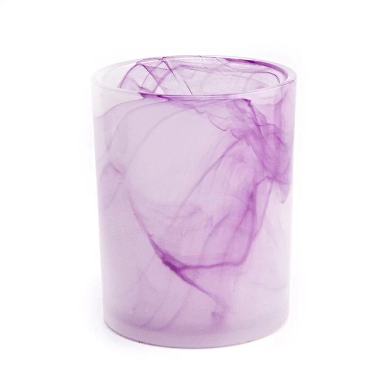 Hot sale 10oz glass purple candle holder for home decor