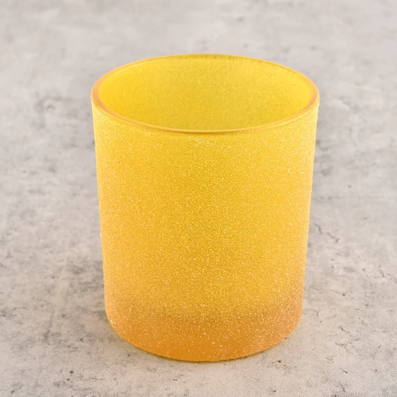 Transparent yellow glass candle jar empty glass vessel manufacturer