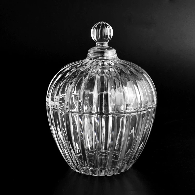 Luxury transparent glass candle jar with lids custom vessels wholesale