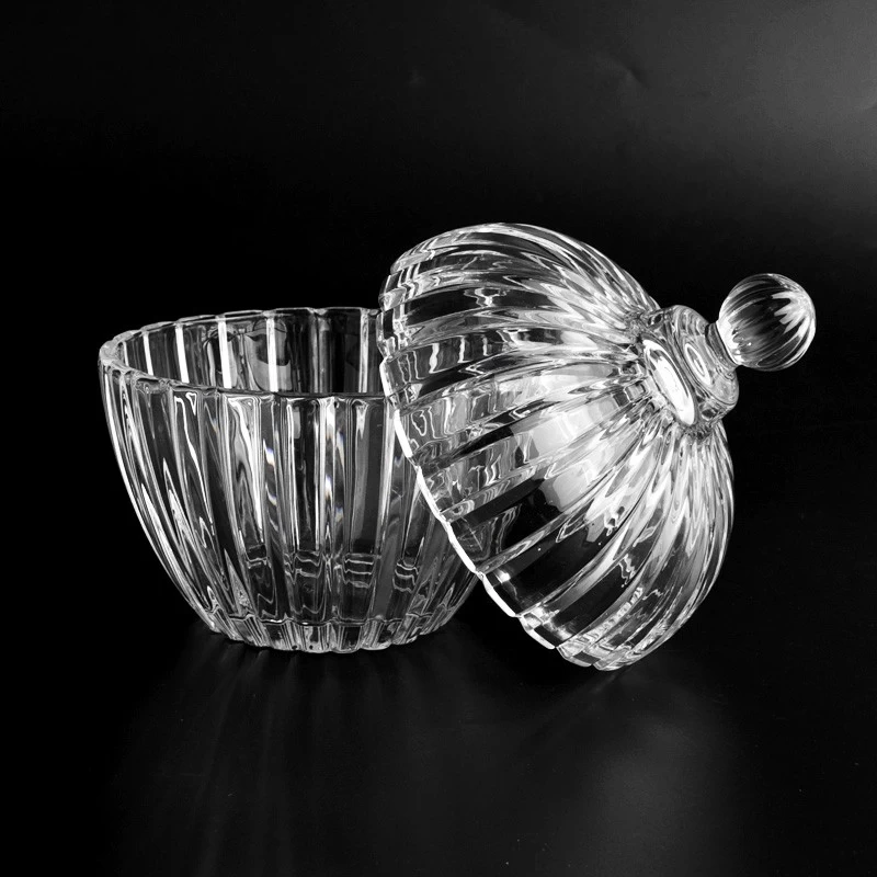 Luxury transparent glass candle jar with lids custom vessels wholesale