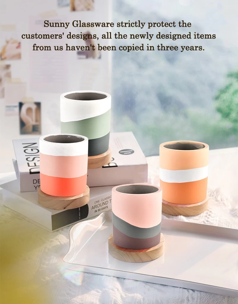 Empty Matte Ceramic Candle Vessel Colorful Marble Candle Jars Wholesale