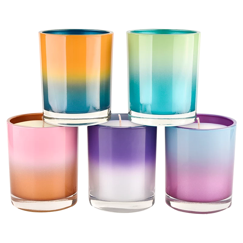 10oz glass candle vessels gradurated color decoration supplier