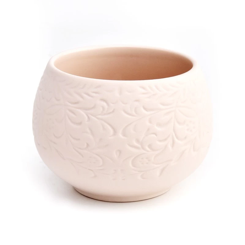New arrival ceramic candle container with emboss logo Wholesale