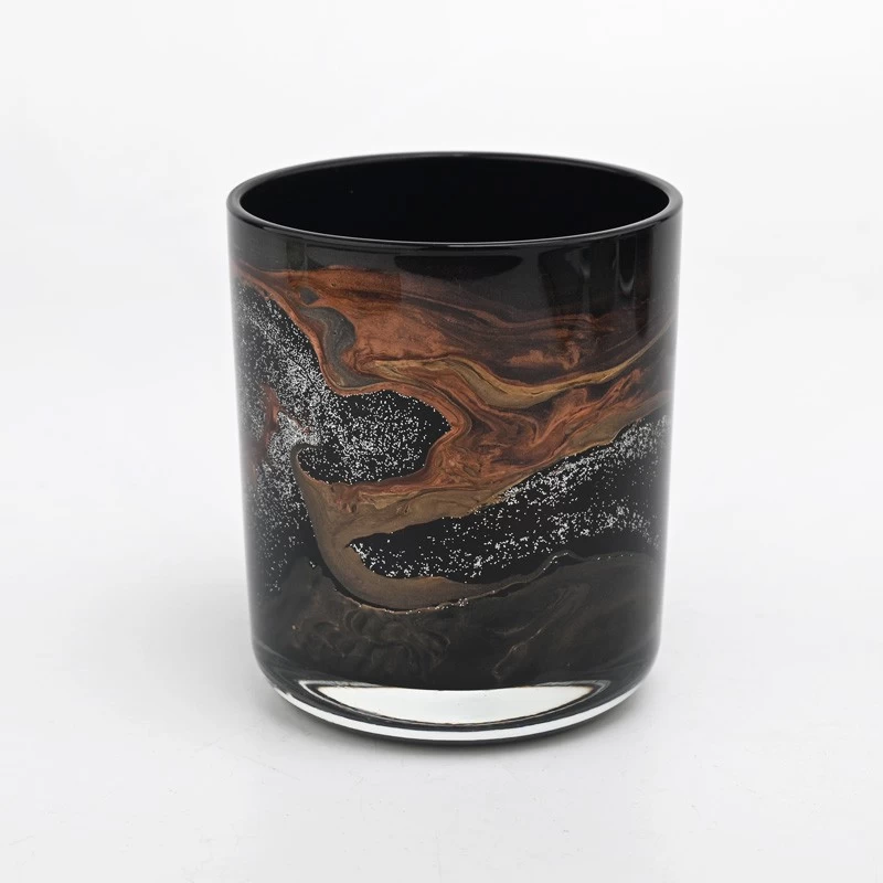 Luxury 10oz glass jar black glass candle vessel with round bottom