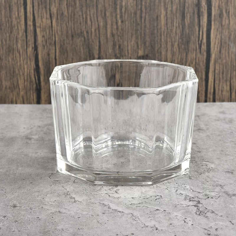 New large capacity glass candle jars octagon candle vessels