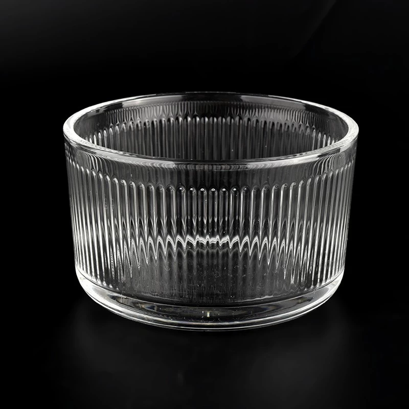 Popular large glass candle vessels stripe round bottom candle jars