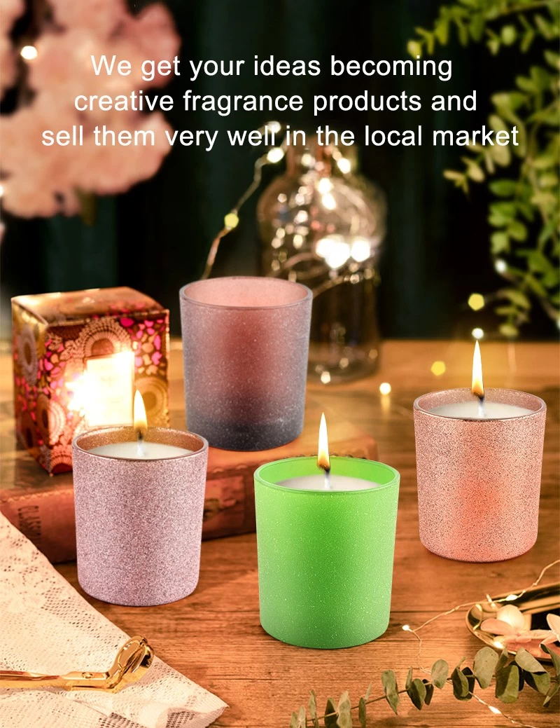 300ml Home Candle Decoration Glass Candle Holder Frost Orange Glass Candle Jar