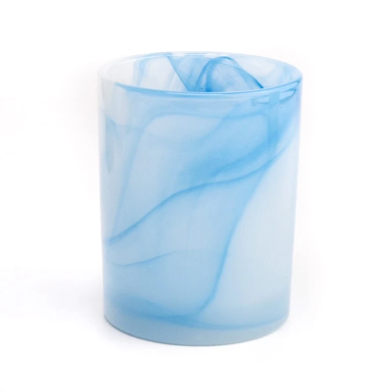 11oz glass candle holder blue hand painting glass vessels wholesale