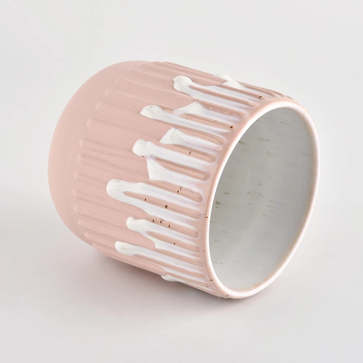 14oz ceramic candle holder pink frosting ceramic jars wholesale