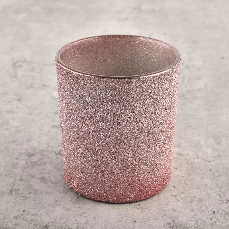 Pink frosted glass candle jar frost glass jar for home decor
