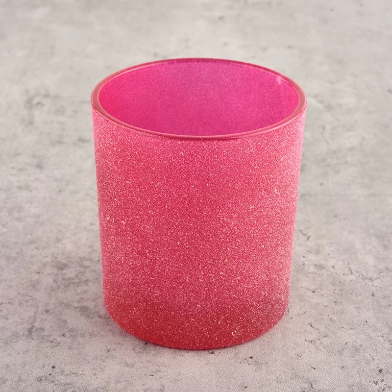 Wholesale Unique Round Bottom Luxury Rose Red Frosted Glass Candle Jars