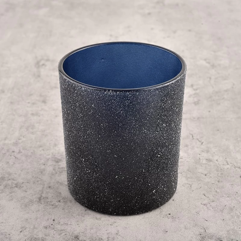 Custom Logo Luxury Black Empty Frosted Glass Candle Jars