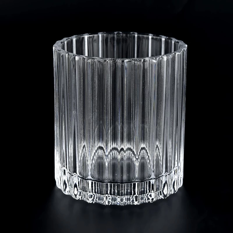 Hot sale 10oz vertical stripe glass candle jars for home decor