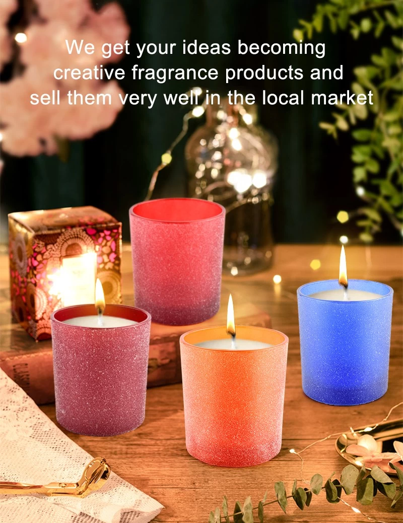 Orange glass candle jars high quality Glass Candle holder