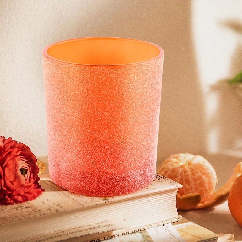 Wholesale Orange Frosted Glass Candle Jars For Home Direction