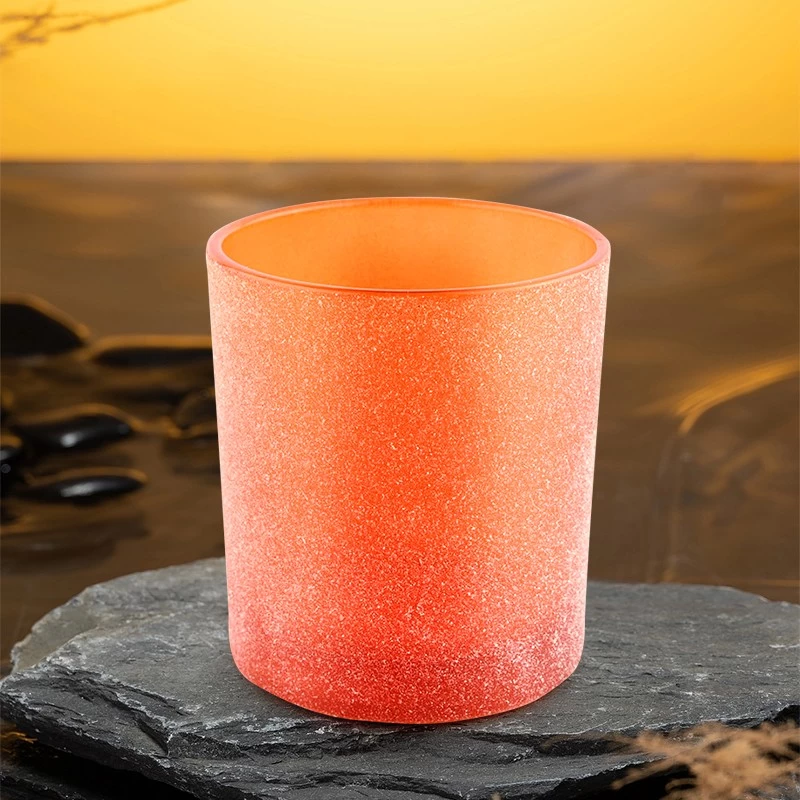 Custom Gift Orange Glass Candle Jar For Decoration Gifts