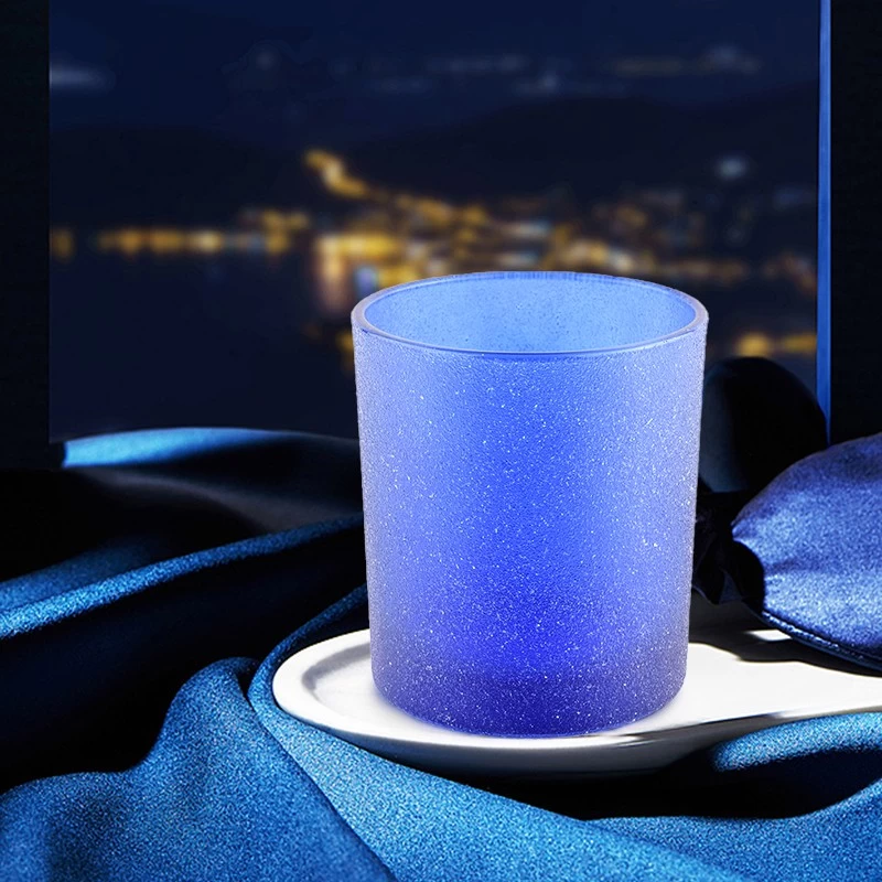 Wholesale Blue Frosted Glass Candle Jars For Home Direction