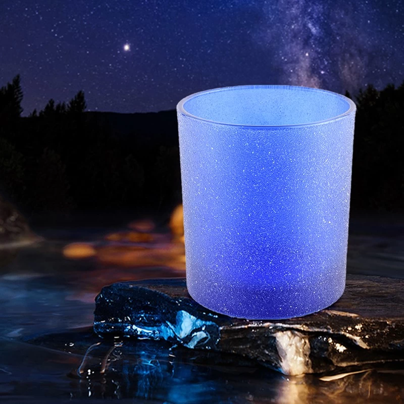 Wholesale Blue Frosted Glass Candle Jars For Home Direction