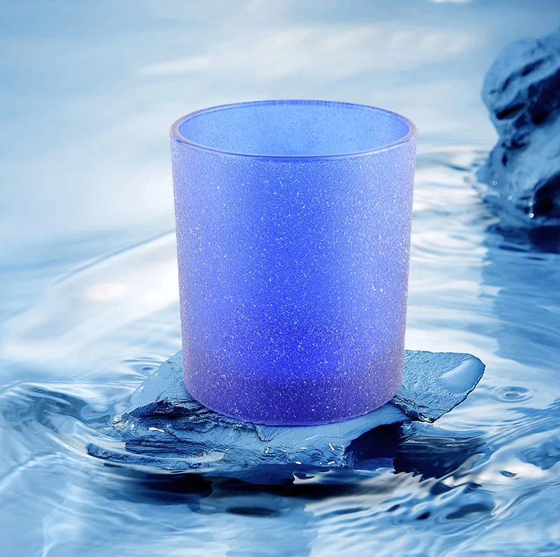 Wholesale Blue Frosted Glass Candle Jars For Home Direction