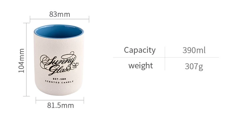 Modern cylindrical ceramic candle jar candle container for candle making