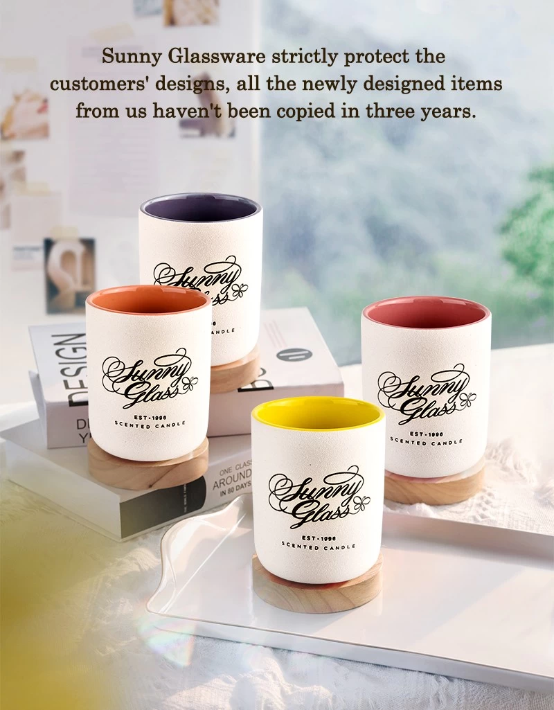 Custom Logo Exclusive Label Candle Vessels Empty Ceramic Jars For Candles