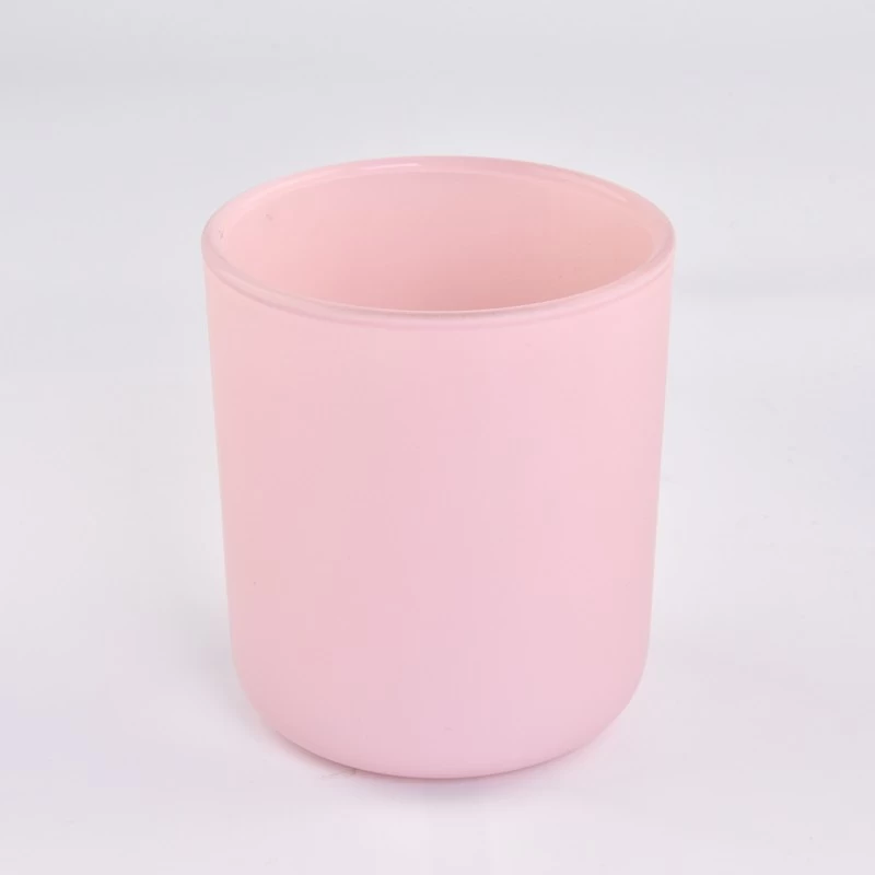 Hot sale pink glass candle holder round bottom glass jars