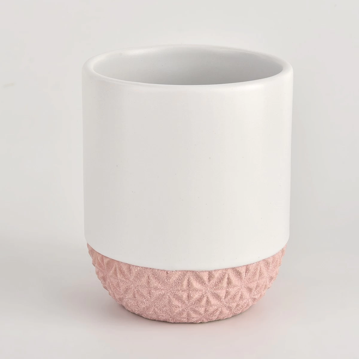 Custom Empty Ceramic Candle Containers Jar Pink Bottom