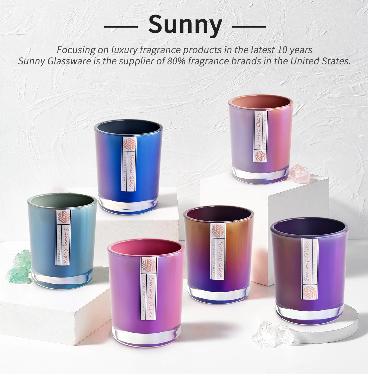 Wholesale custom colorful ion plating glass candle jar home decoration
