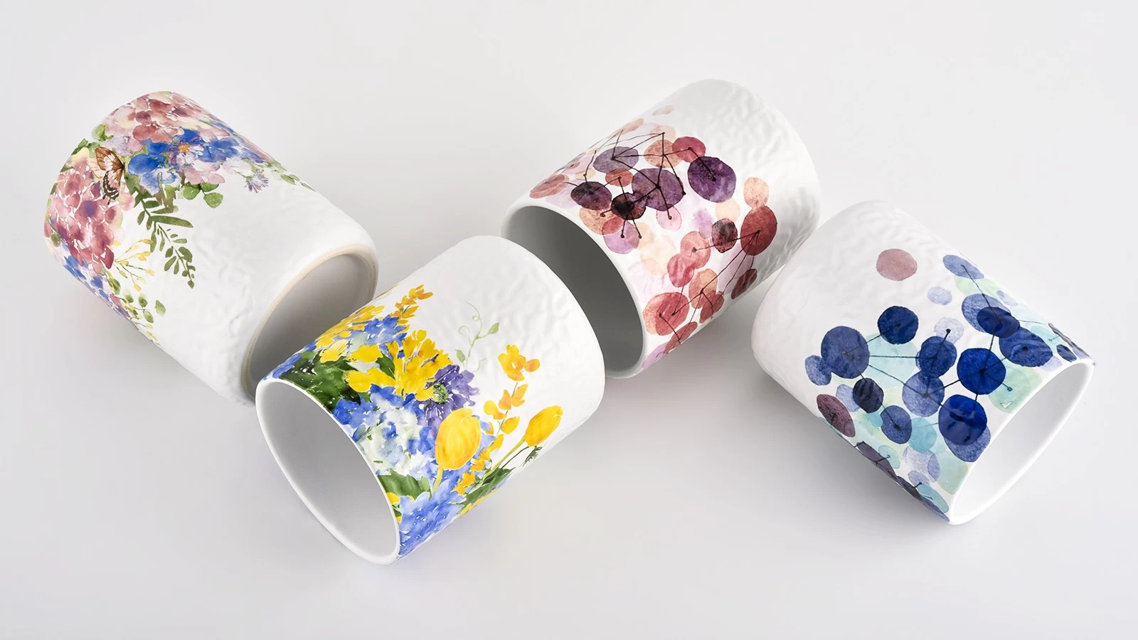 Unique applique printing luxury empty ceramic candle jars