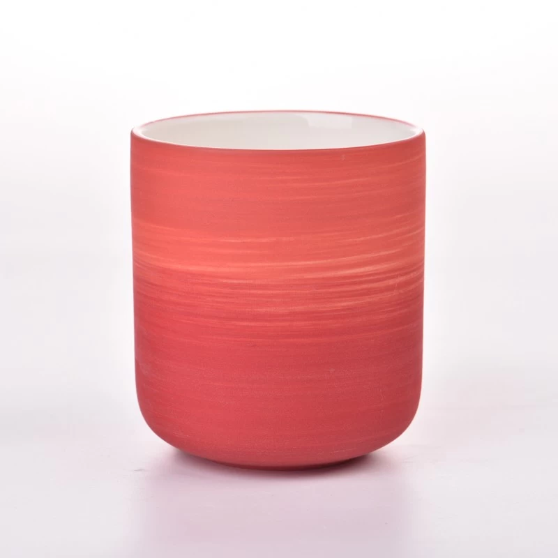 400ml red ceramic candle vessels for home decor wholesale