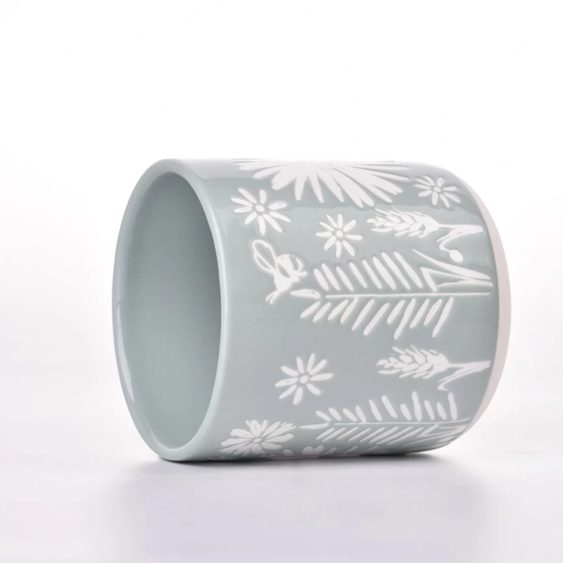 New design daisy pattern porcelain candle holder wholesale