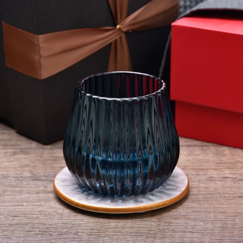 8oz arc-shaped luxury design glass candle vessels wholesale