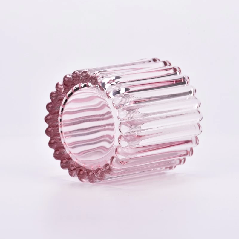 Popular 200ml glass candle holder stripe glass vessels wholesale