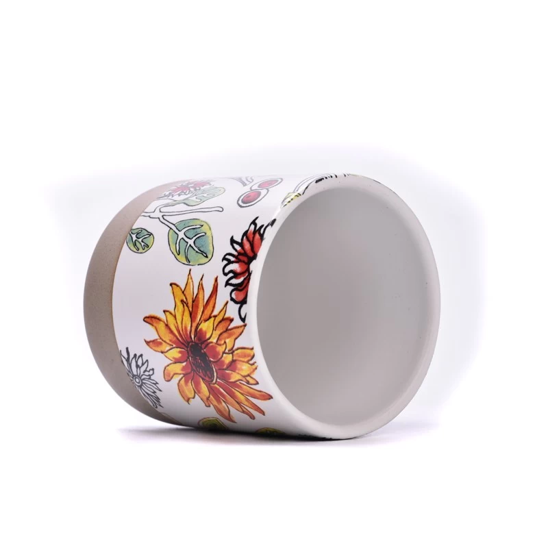 400ml ceramic candle holder flower effecting design candle vessel