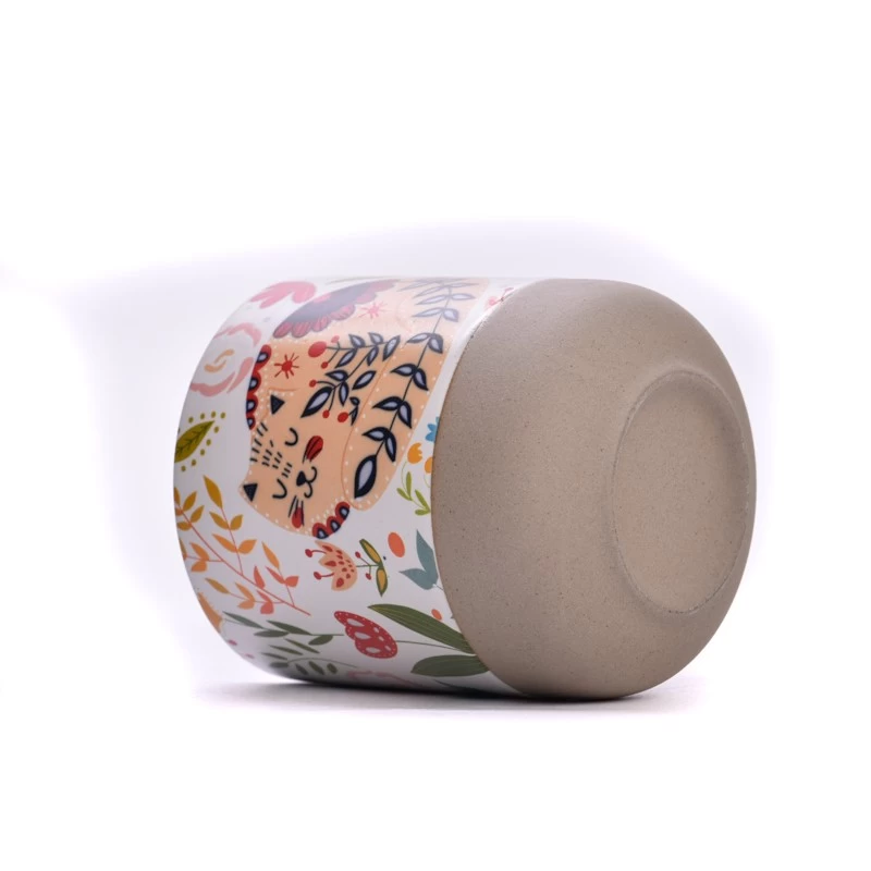 Hot sale 400ml ceramic candle jars with cat pattern effecting supplier