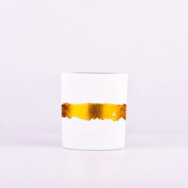 10oz white glass candle holder hand painting effecting jars supplier