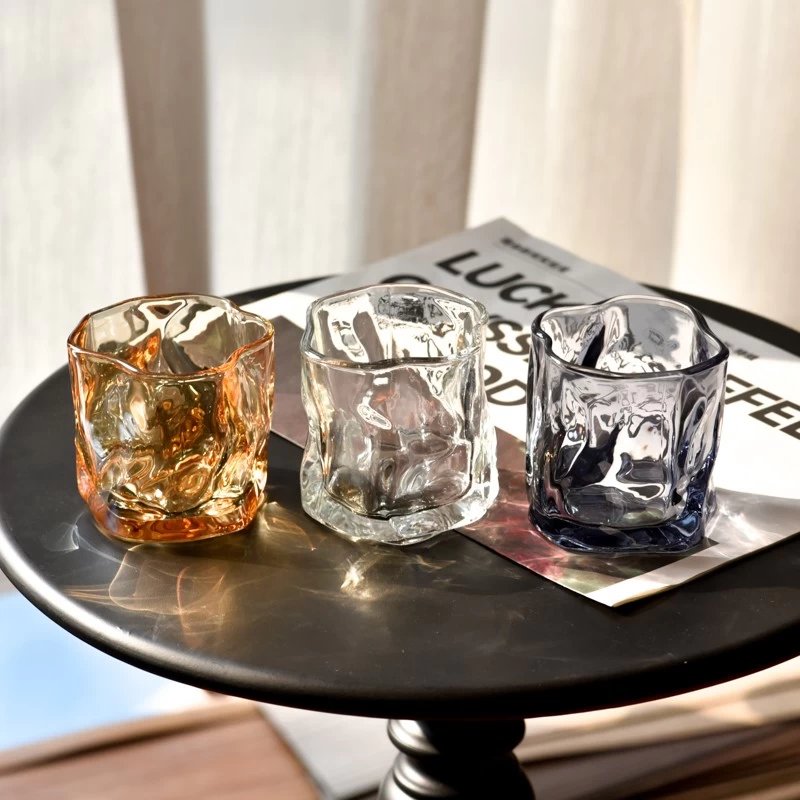 200ml amber glass candle holder with new design glass jars wholesale