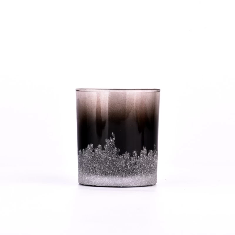 Wholesale popular black snowflake pattern glass candle jars