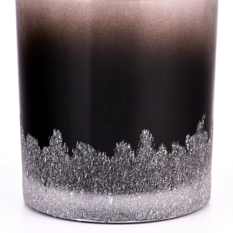 Custom black snowflake pattern glass candle jars for wedding decoration