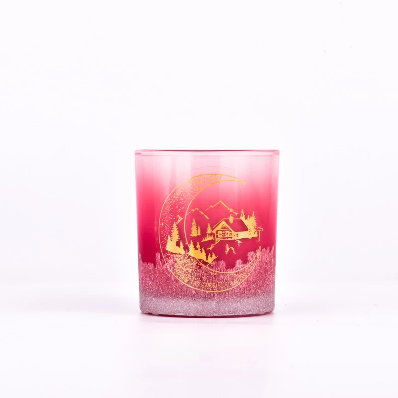 Wholesale 8oz red gradient custom patterned glass candle jars
