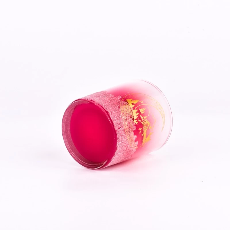 Wholesale 8oz red gradient custom patterned glass candle jars