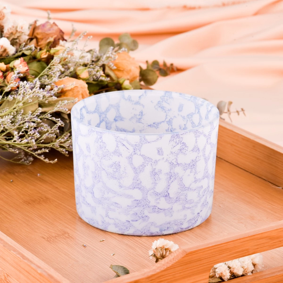 510ml wide mouth rockiness effect on glass candle holder for supplier