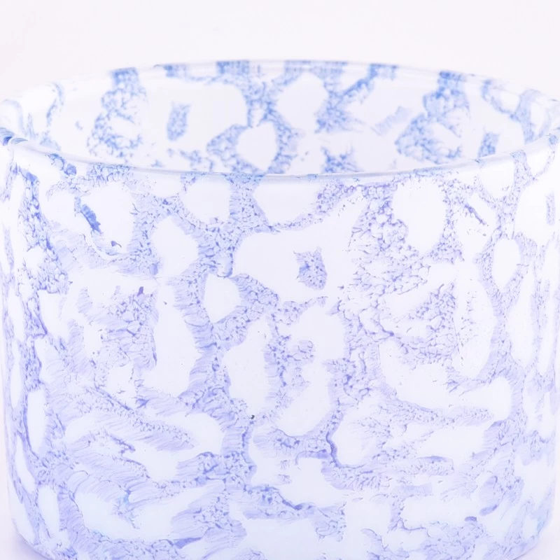 510ml wide mouth rockiness effect on glass candle holder for supplier