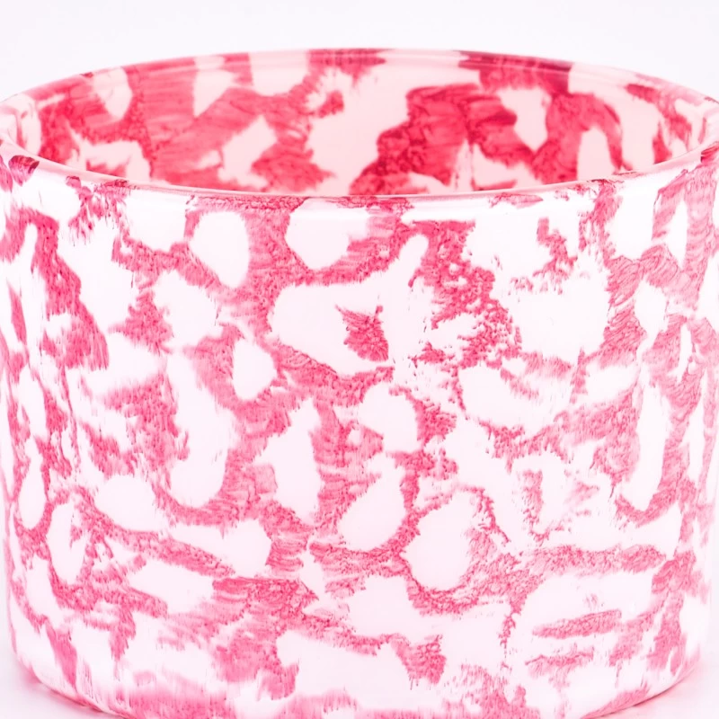 Wholesale custom logo red wide mouth glass candle holder rock effect