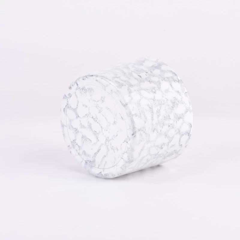 510ml gray wide mouth  glass candle holder rock effect